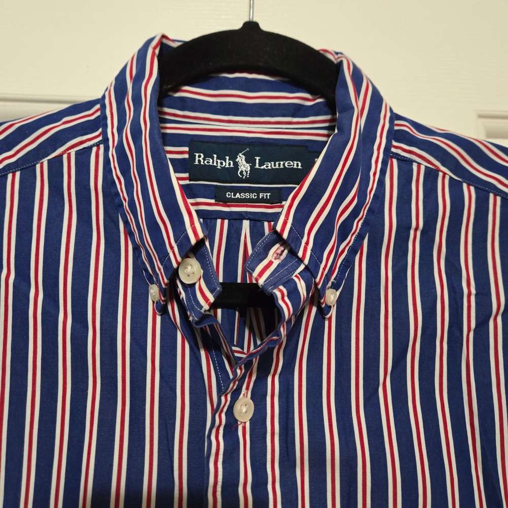 Ralph Lauren Classic Fit Button Down Shirt Men's M Purple Stripe Polo Lot of 4